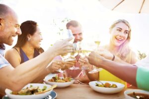 A group of friends enjoying 30A Brunch.